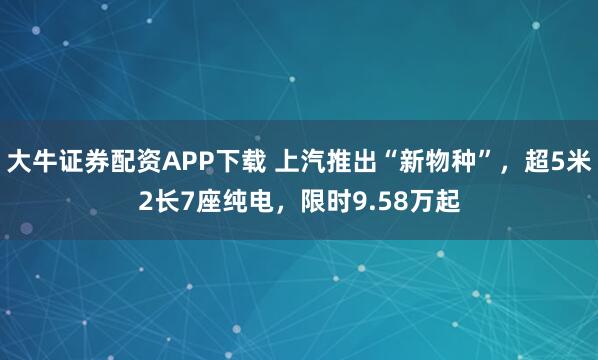 大牛证券配资APP下载 上汽推出“新物种”，超5米2长7座纯电，限时9.58万起